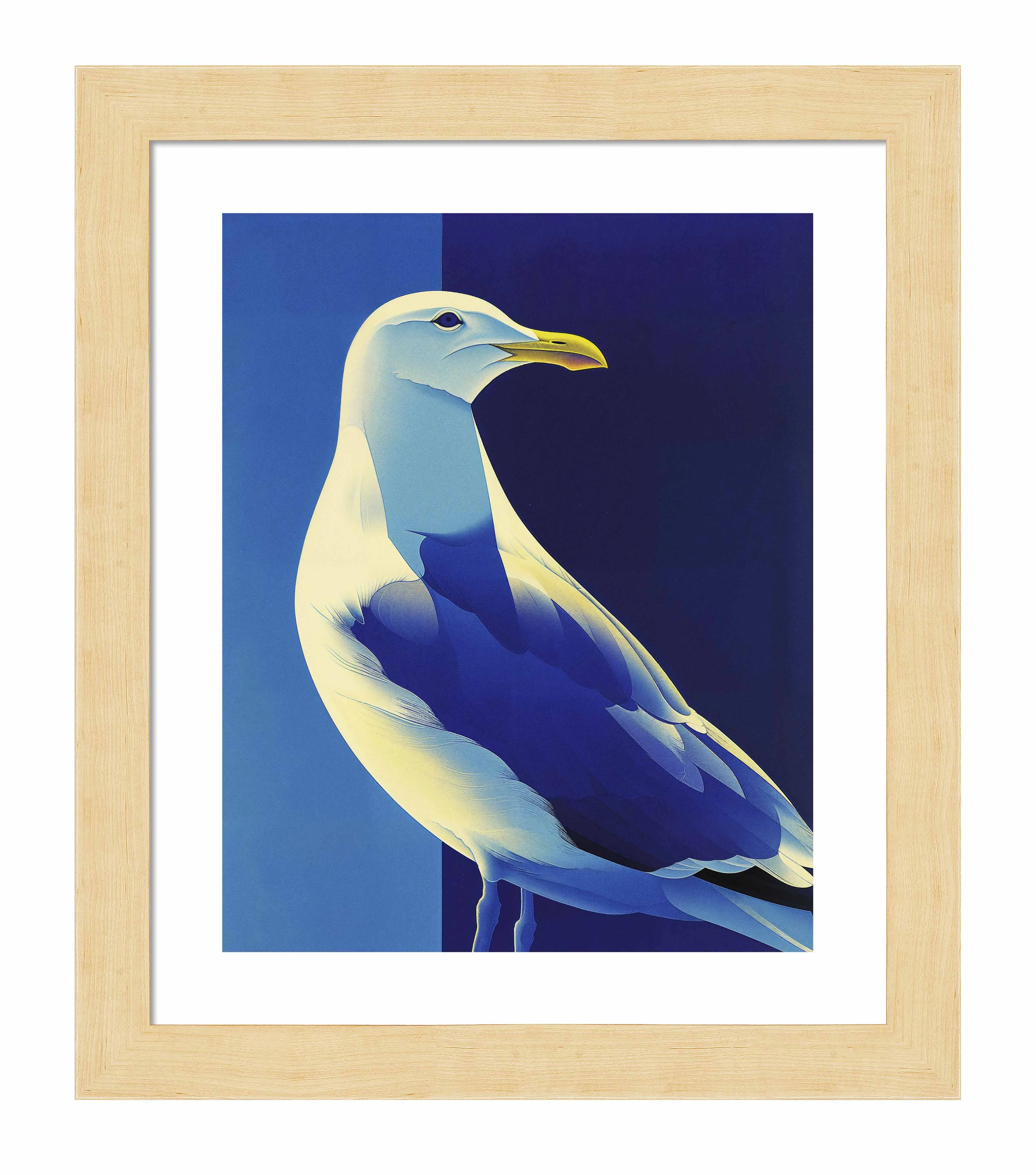 Luminous Sentinel - Seagull in Azure Light - Art Prints