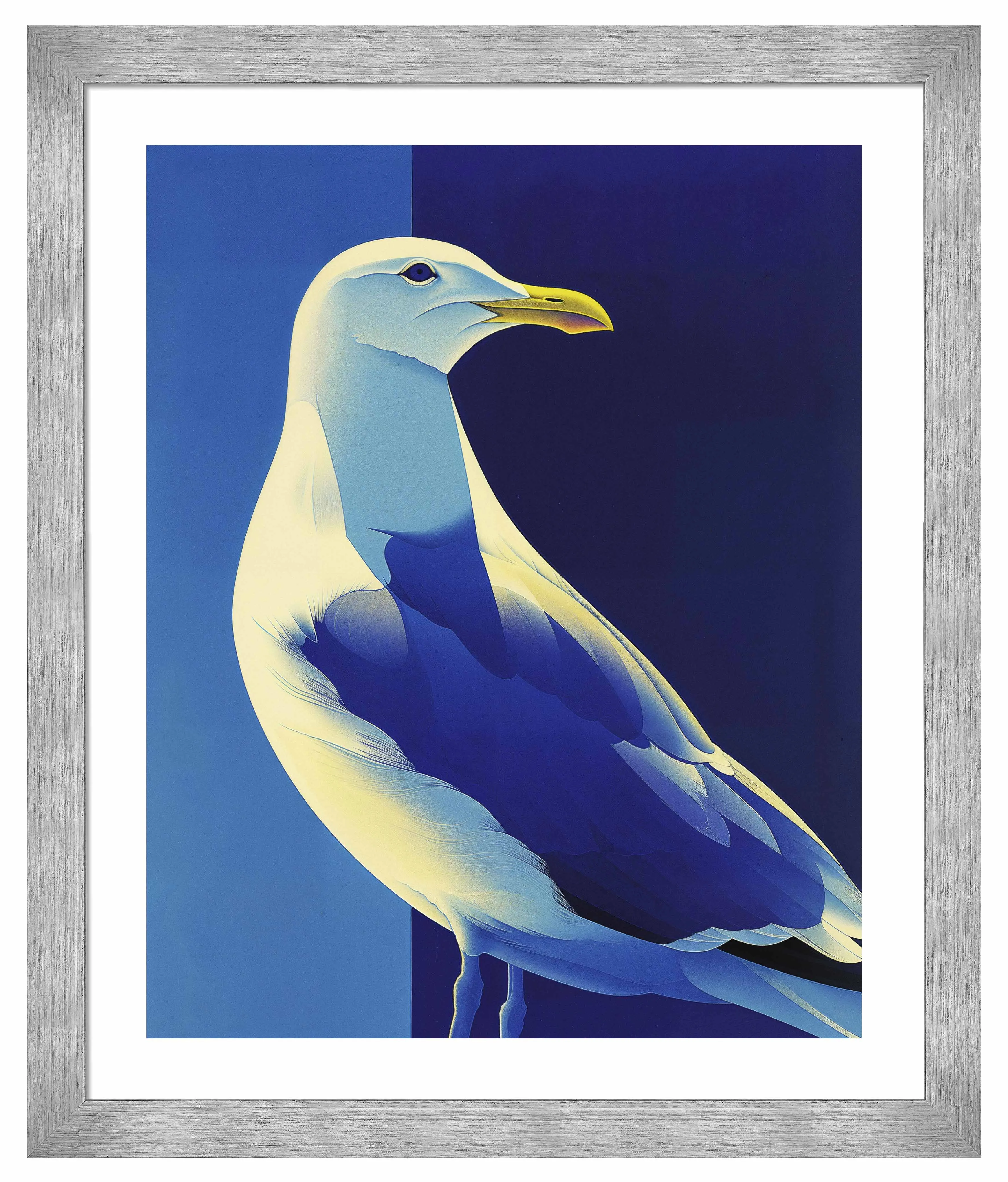Luminous Sentinel - Seagull in Azure Light - Art Prints