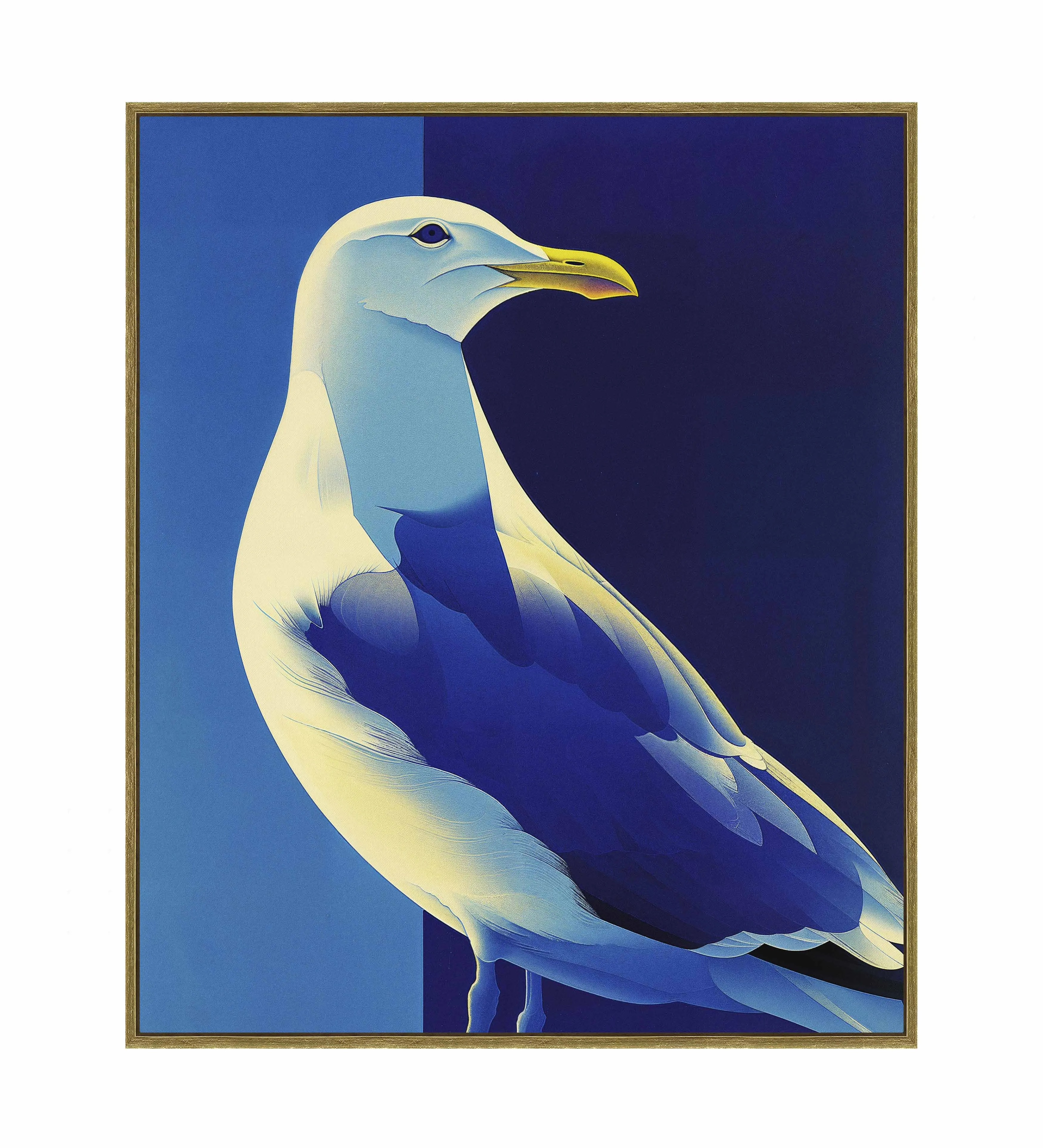 Luminous Sentinel - Seagull in Azure Light - Gallery Wrapped Canvas