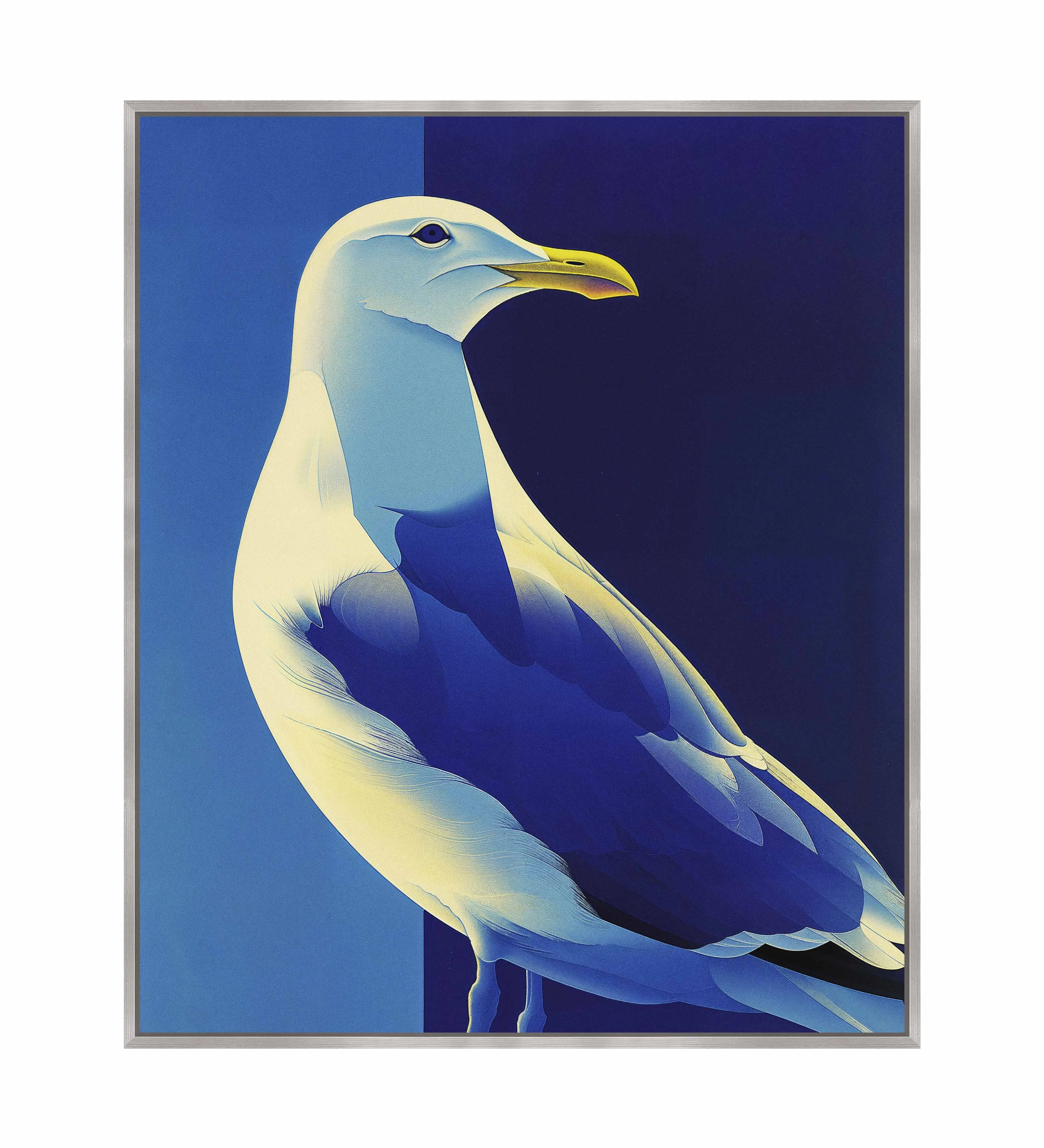 Luminous Sentinel - Seagull in Azure Light - Gallery Wrapped Canvas