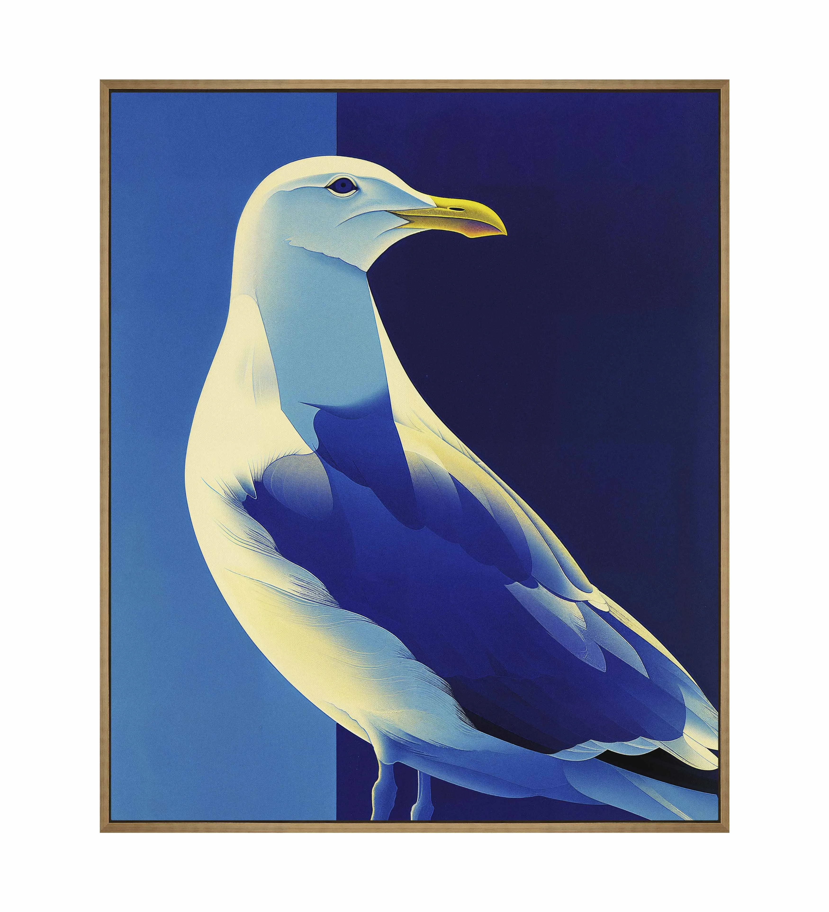 Luminous Sentinel - Seagull in Azure Light - Gallery Wrapped Canvas