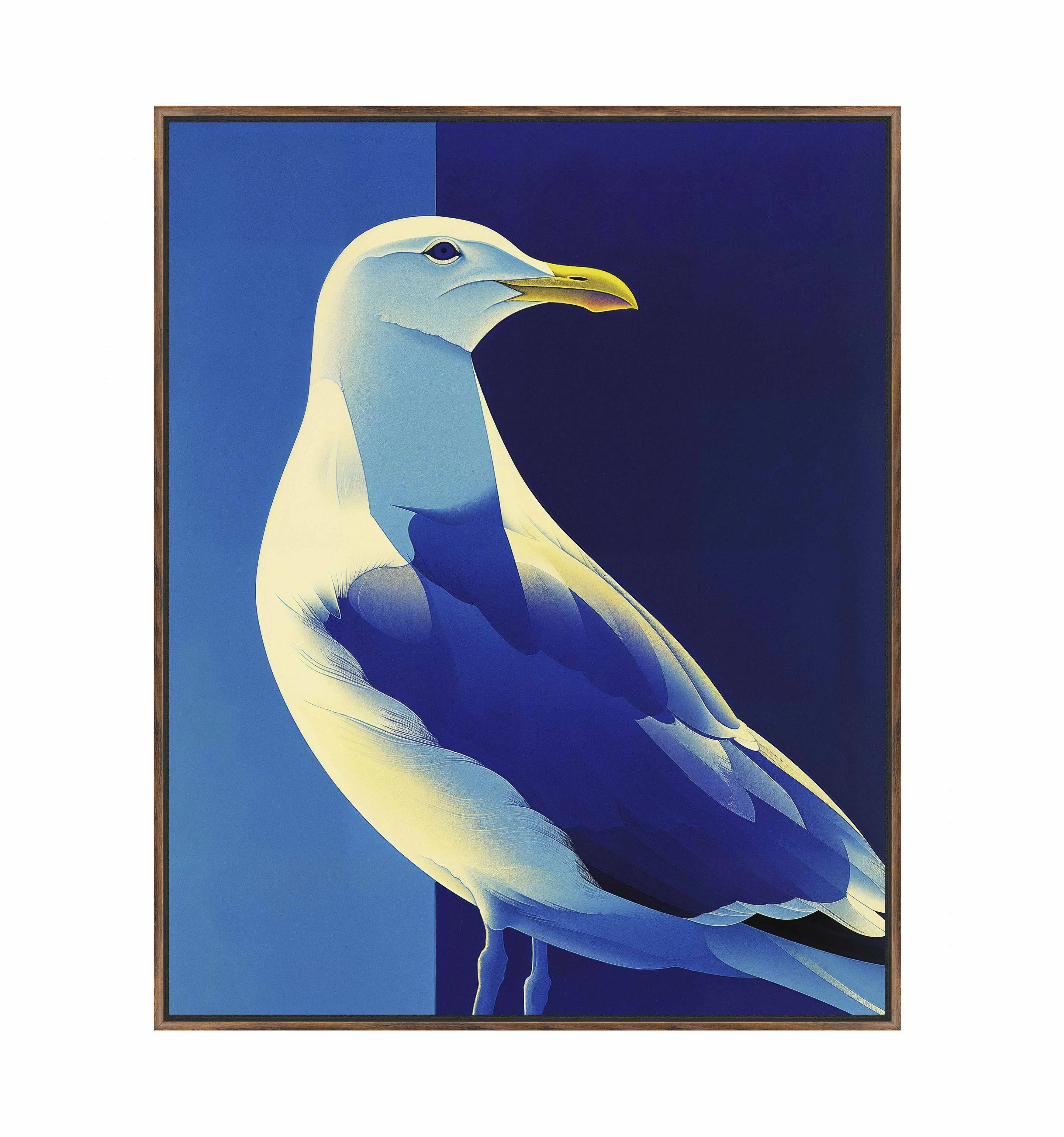 Luminous Sentinel - Seagull in Azure Light - Gallery Wrapped Canvas