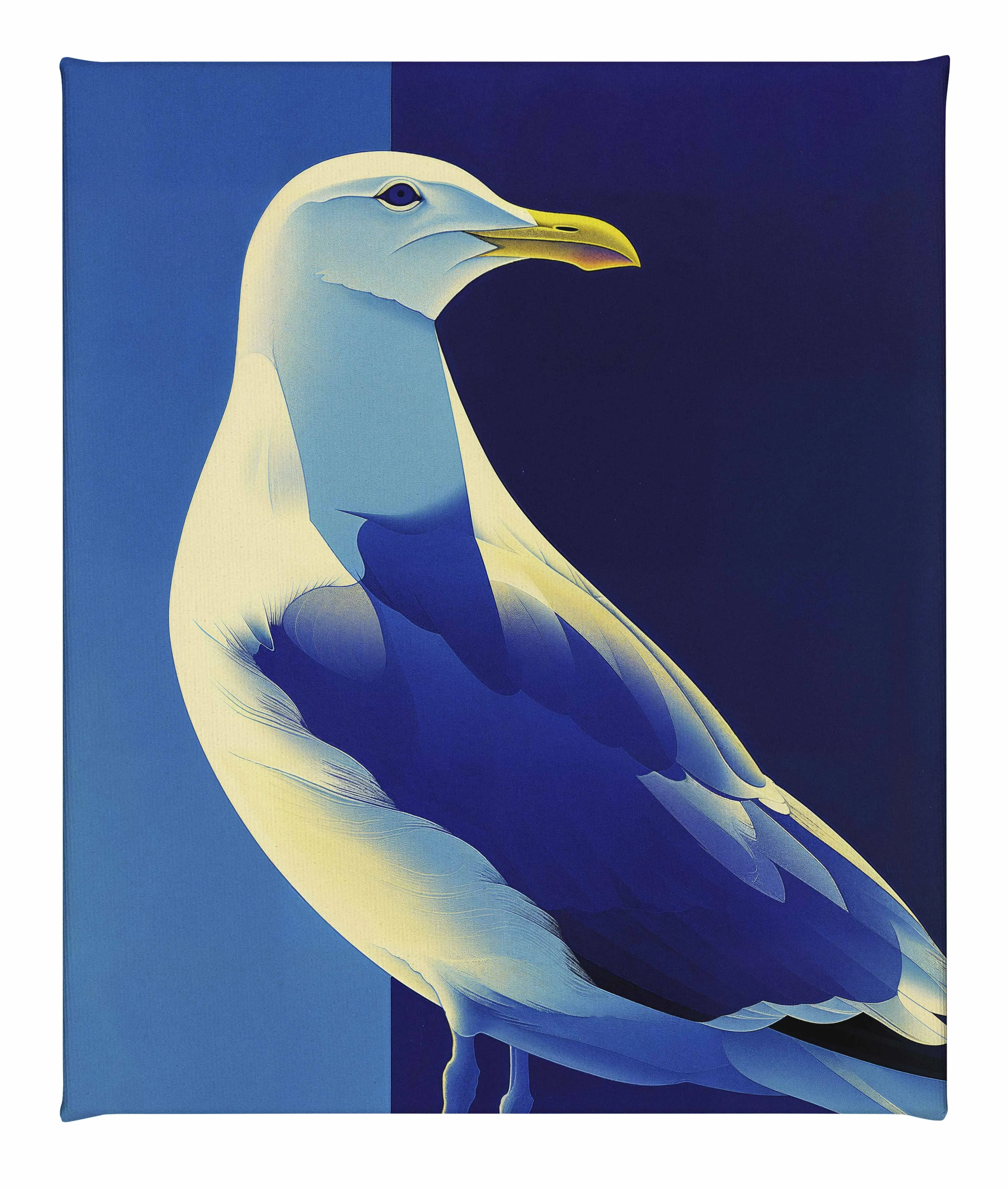 Luminous Sentinel - Seagull in Azure Light - Gallery Wrapped Canvas
