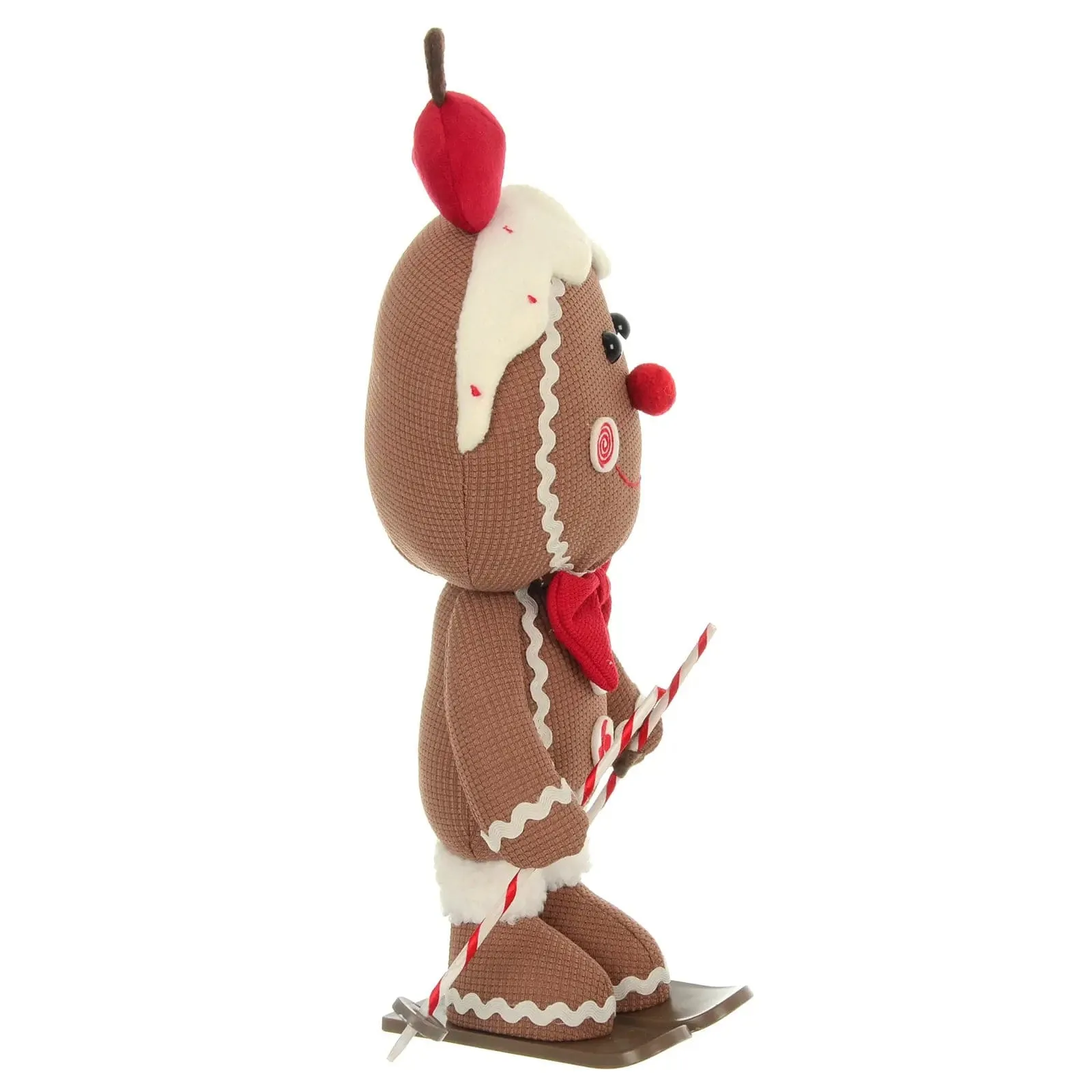 Mr Crimbo Skiing Gingerbread Man Christmas Fabric Figure 38cm