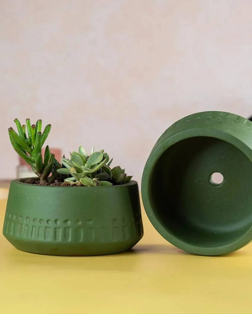 Olive Carved Terracotta Planter