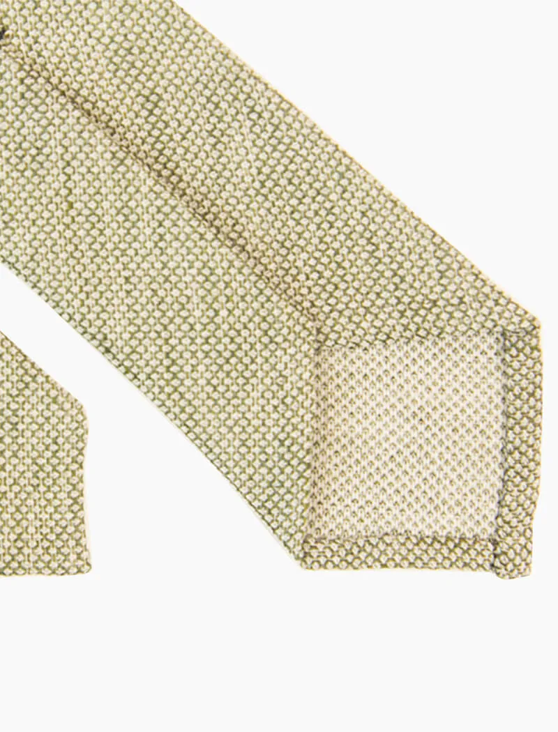 Olive Green Dotted Linen Tie