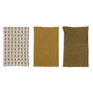 Olive Woven Cotton Tea Towel Set