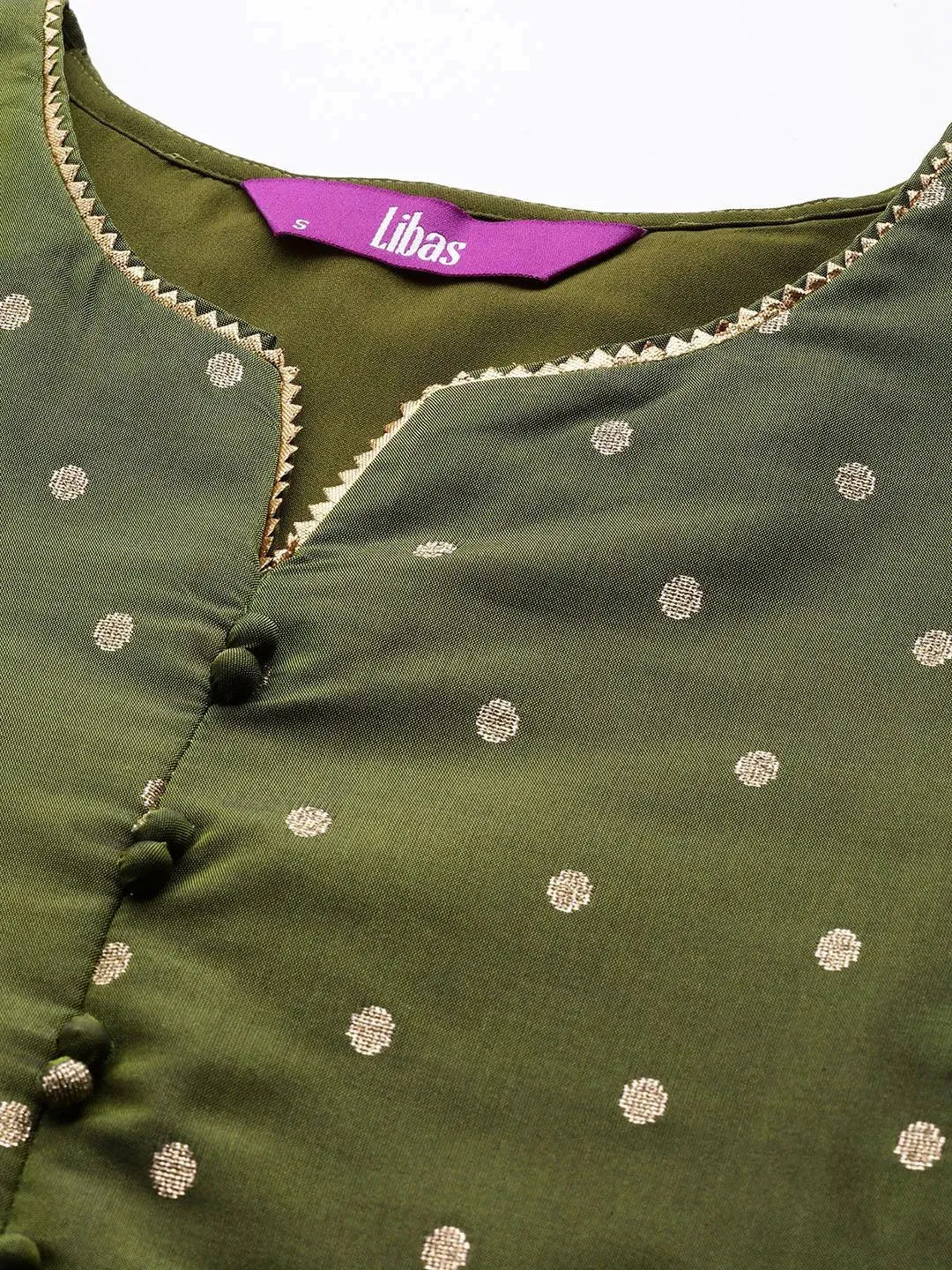 Olive Woven Design Art Silk Straight Kurta