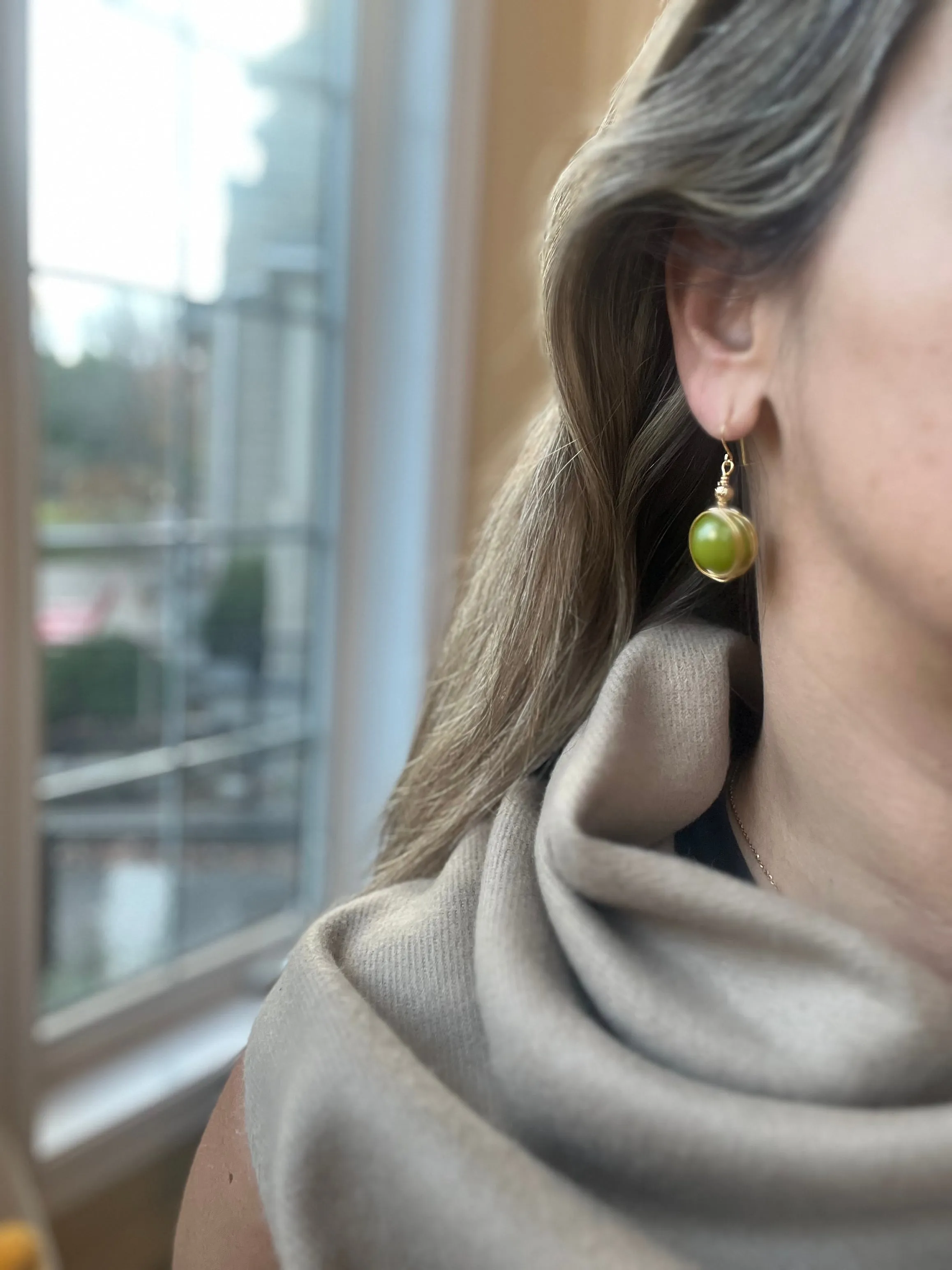 Olivia green stone drop earrings