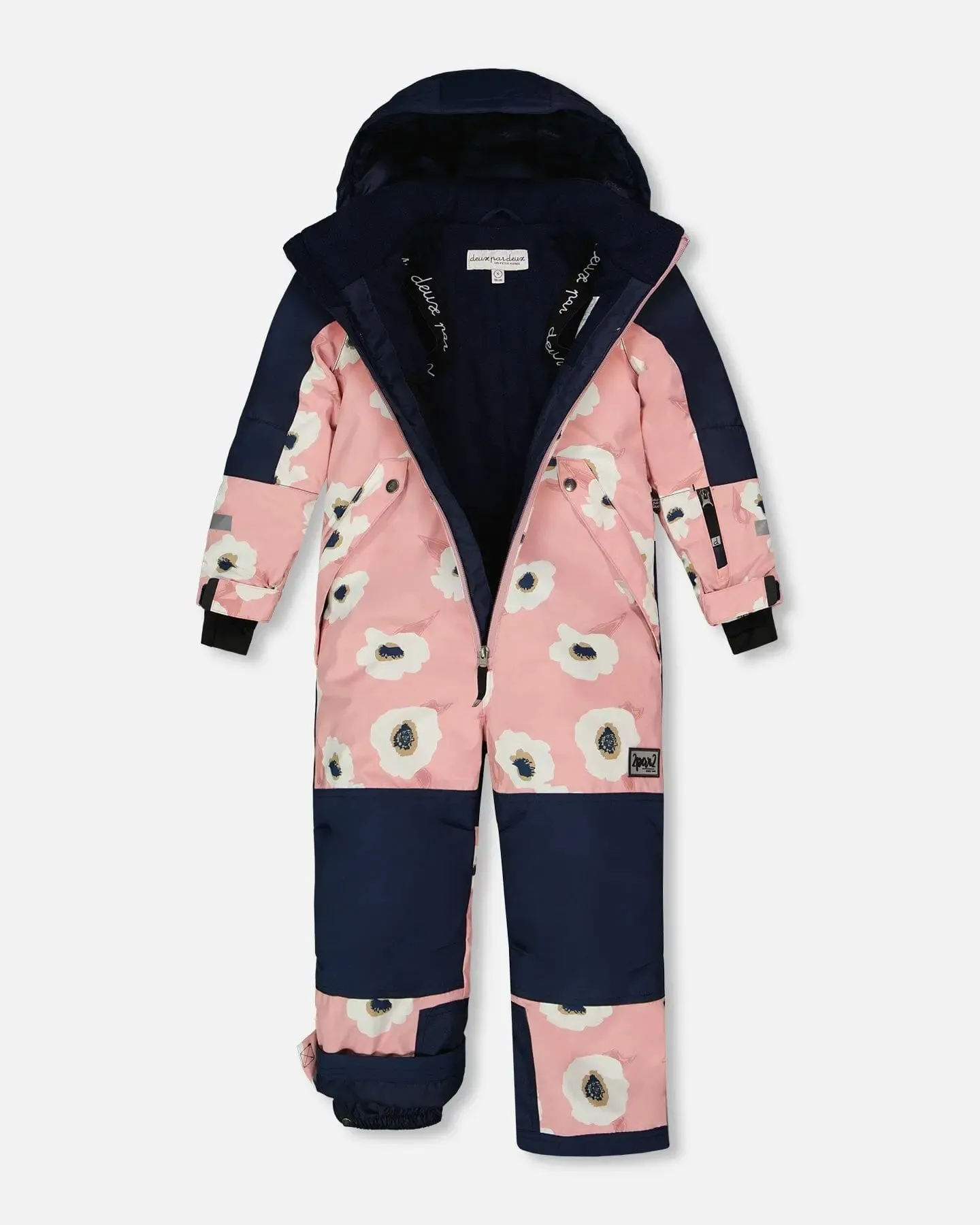 One Piece TEKNIK Snowsuit Pink Printed Off White Flowers