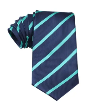 OTAA - Pencil Stripe Tie - Navy with Aqua Blue