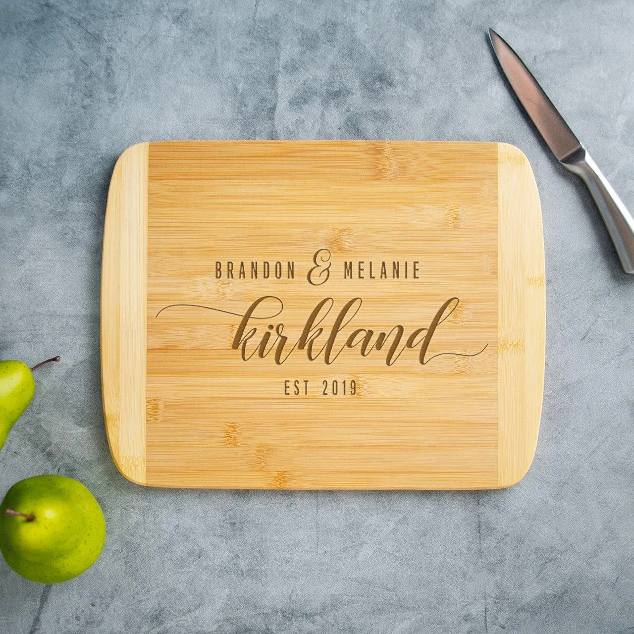 Personalized 11x14 Bamboo Cutting Board with Rounded Edge (Modern Collection)