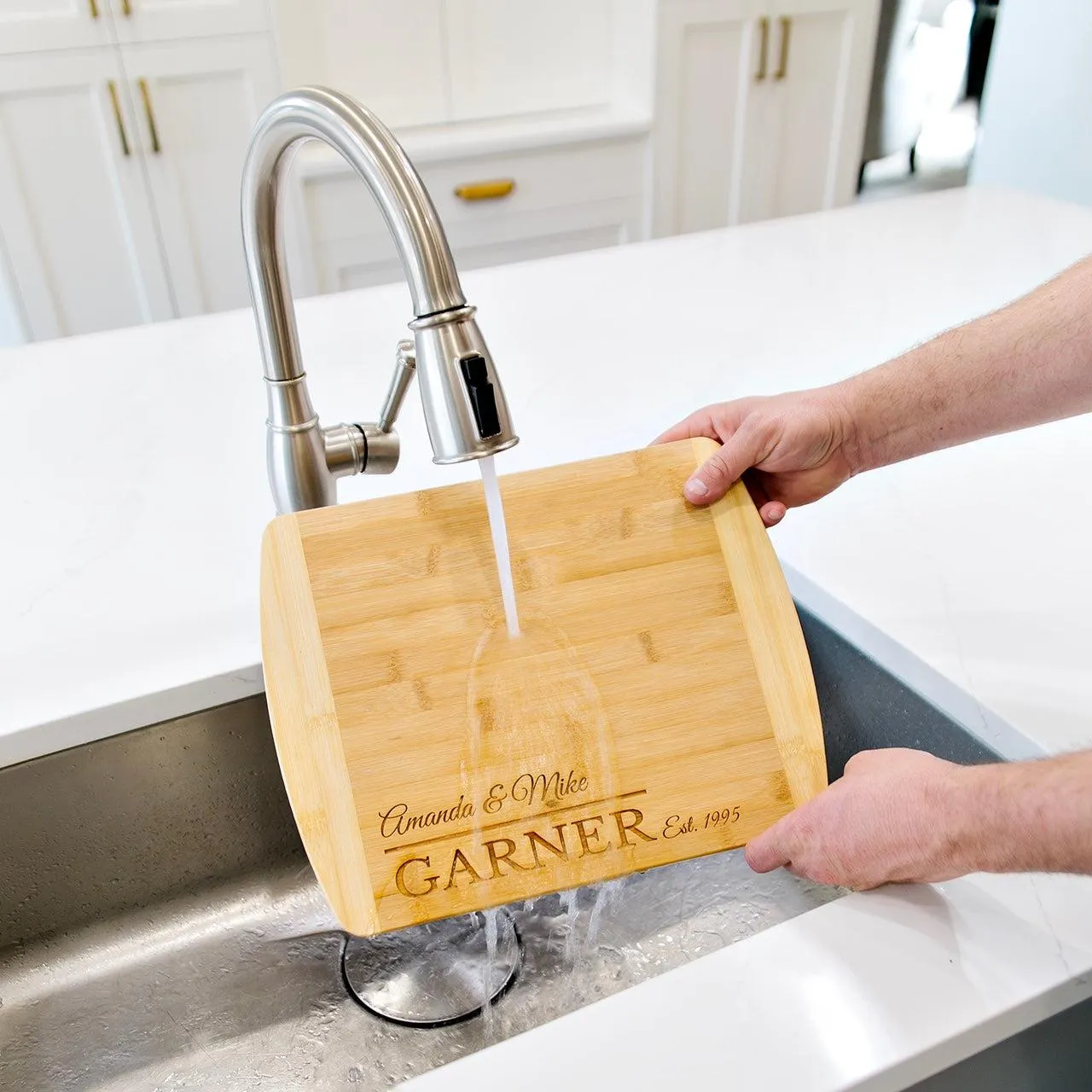 Personalized 11x14 Bamboo Cutting Board with Rounded Edge (Modern Collection)