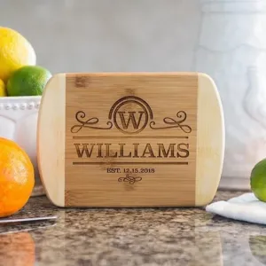 Personalized 6x8 Bamboo Cutting Board with Rounded Edge (Modern Collection)