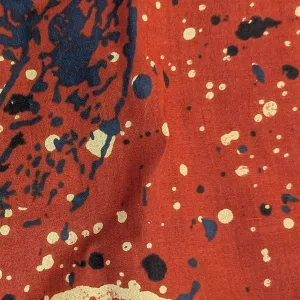 Precut of 3.0 Meters Of Red Multicolor Floral Cotton Print Fabric