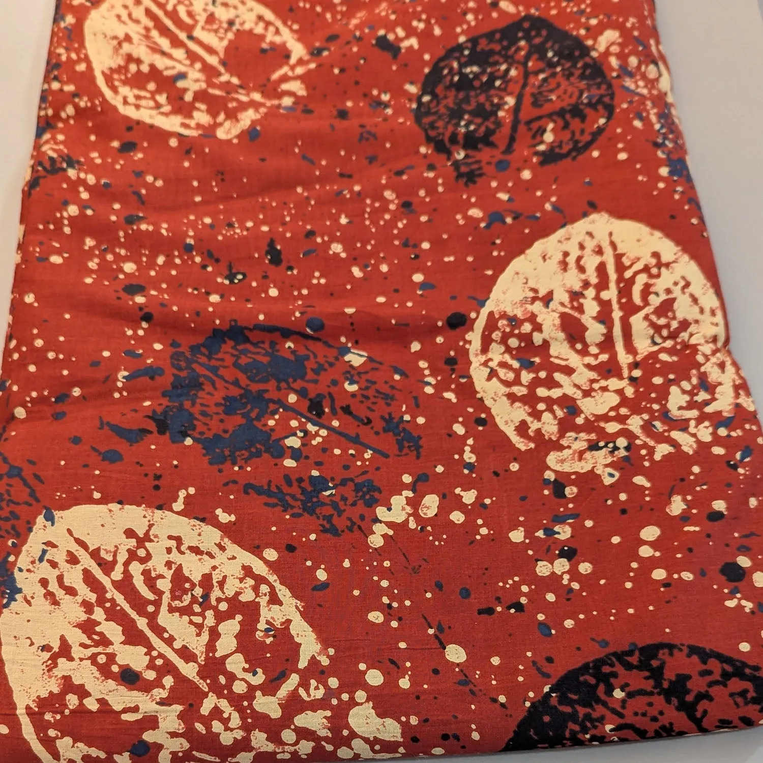 Precut of 3.0 Meters Of Red Multicolor Floral Cotton Print Fabric