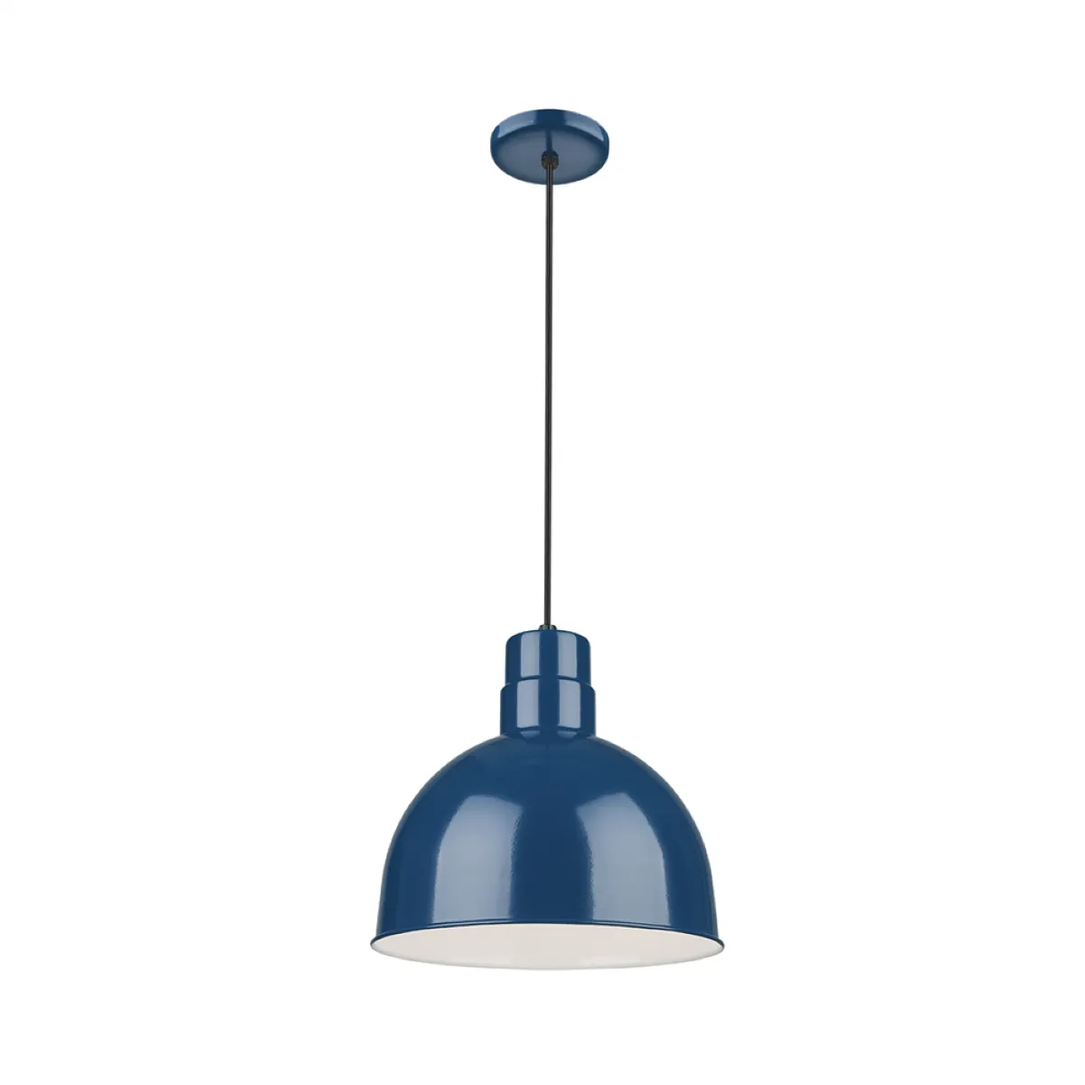R Series 12" Cord Hung Deep Bowl Shade Pendant Light Navy Blue Finish