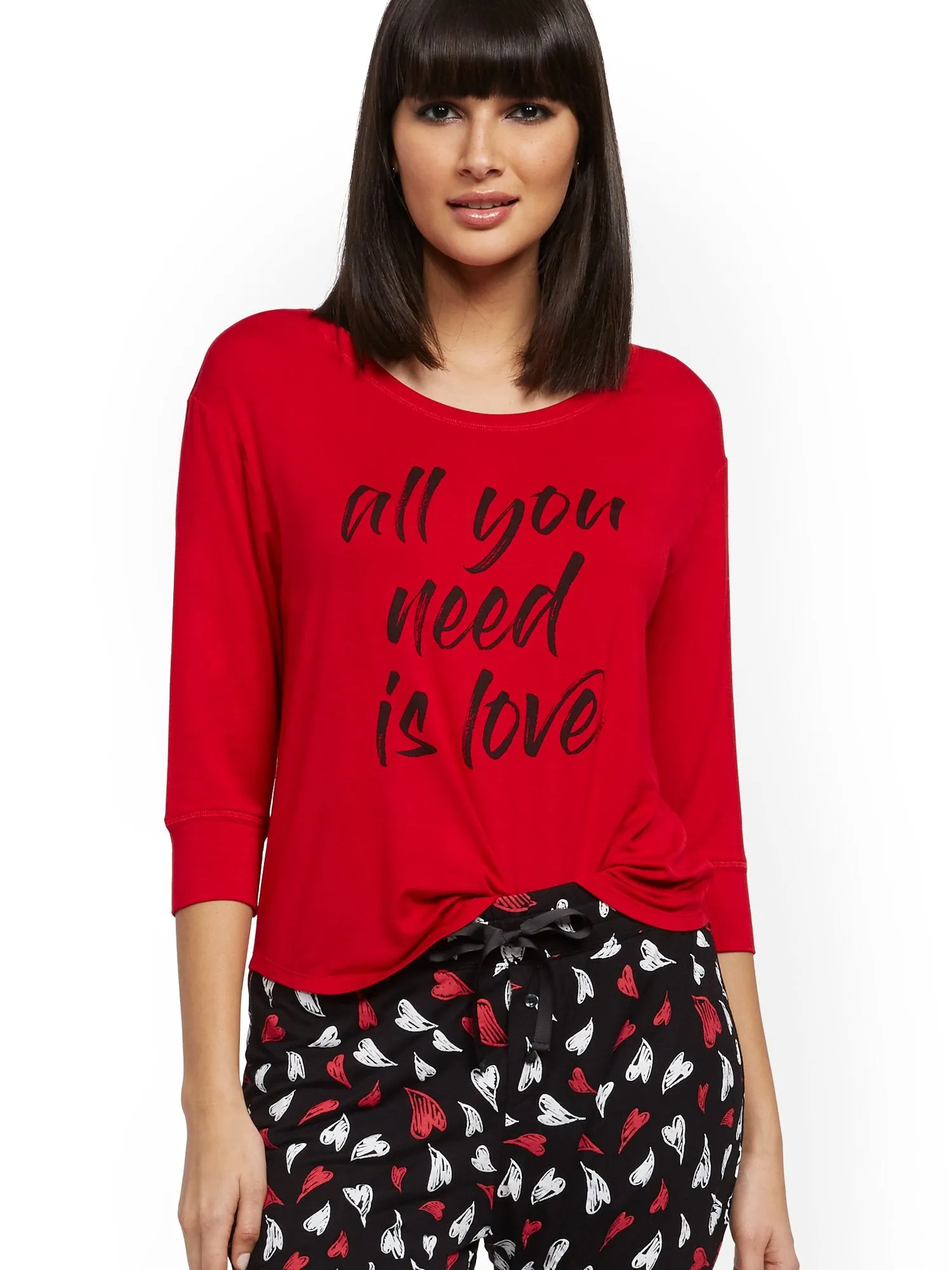 Red 'All You Need Is Love' Pajama Top