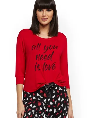 Red 'All You Need Is Love' Pajama Top