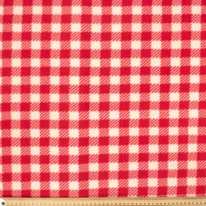 Red & White Gingham Checks Printed Polar Fleece DSN #42
