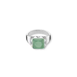 Ring Spikes Square Aventurine silver-green