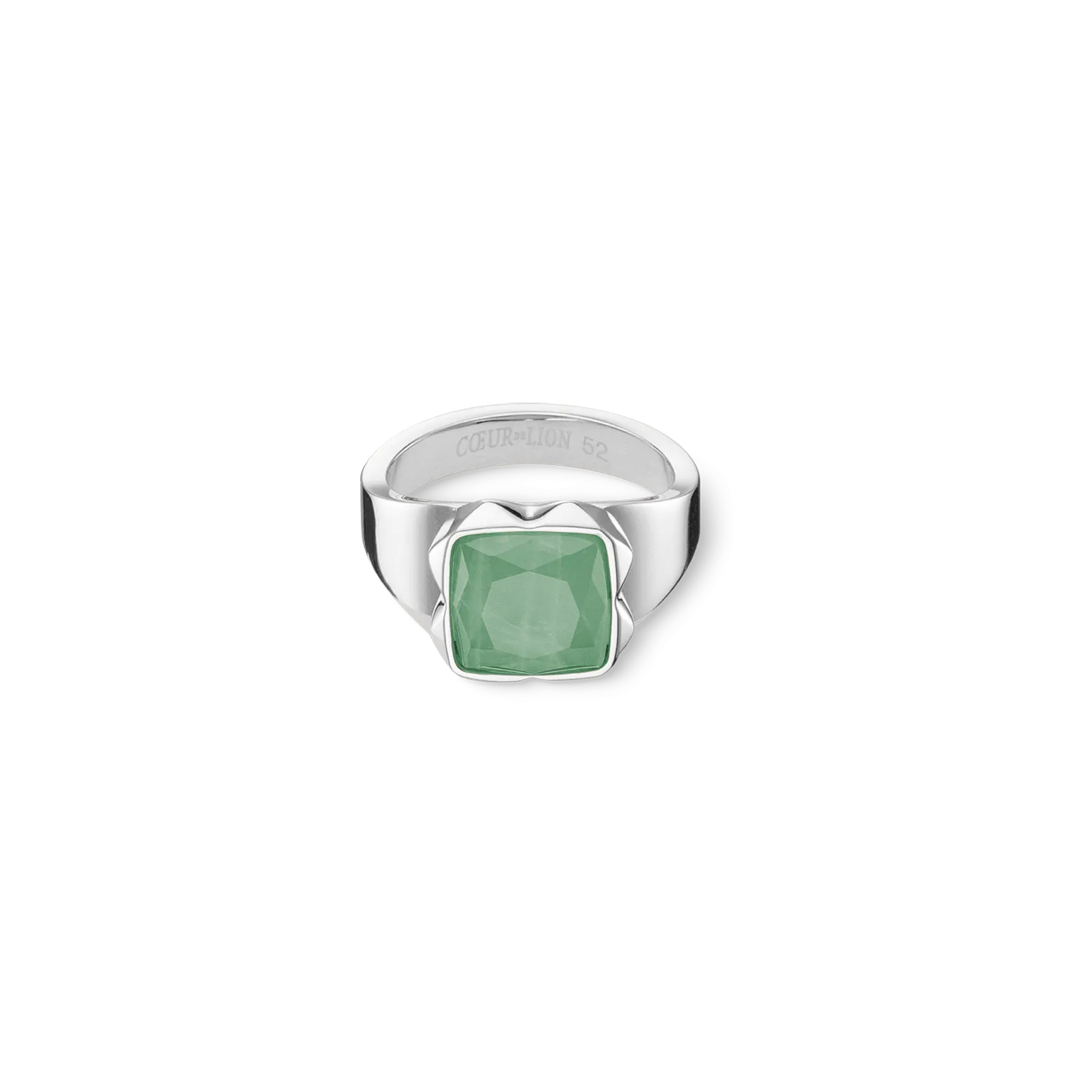 Ring Spikes Square Aventurine silver-green