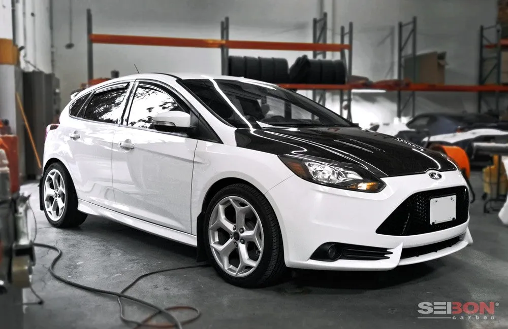 SEIBON Carbon Fiber Hood Ford Focus (2012-2014) OEM or RS Style w/ Vents