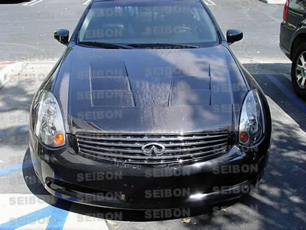 SEIBON Carbon Fiber Hood Infiniti G35 Coupe (03-07) OEM or Vented JS/TS Style