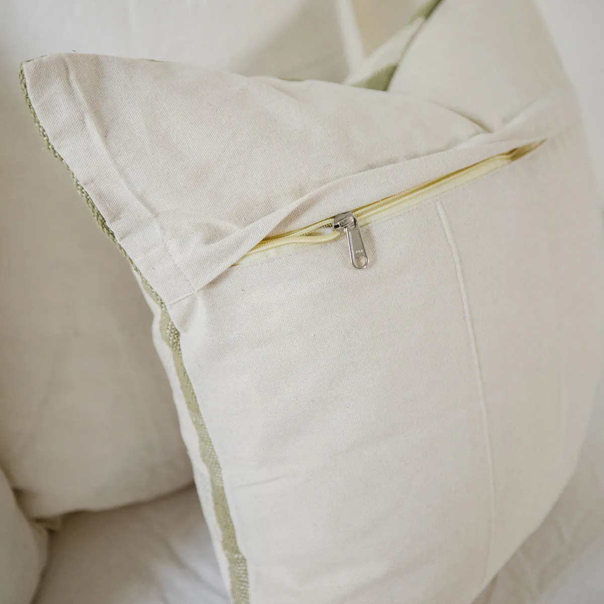 Signature Woven Olive Green Gingham Pillow Cover