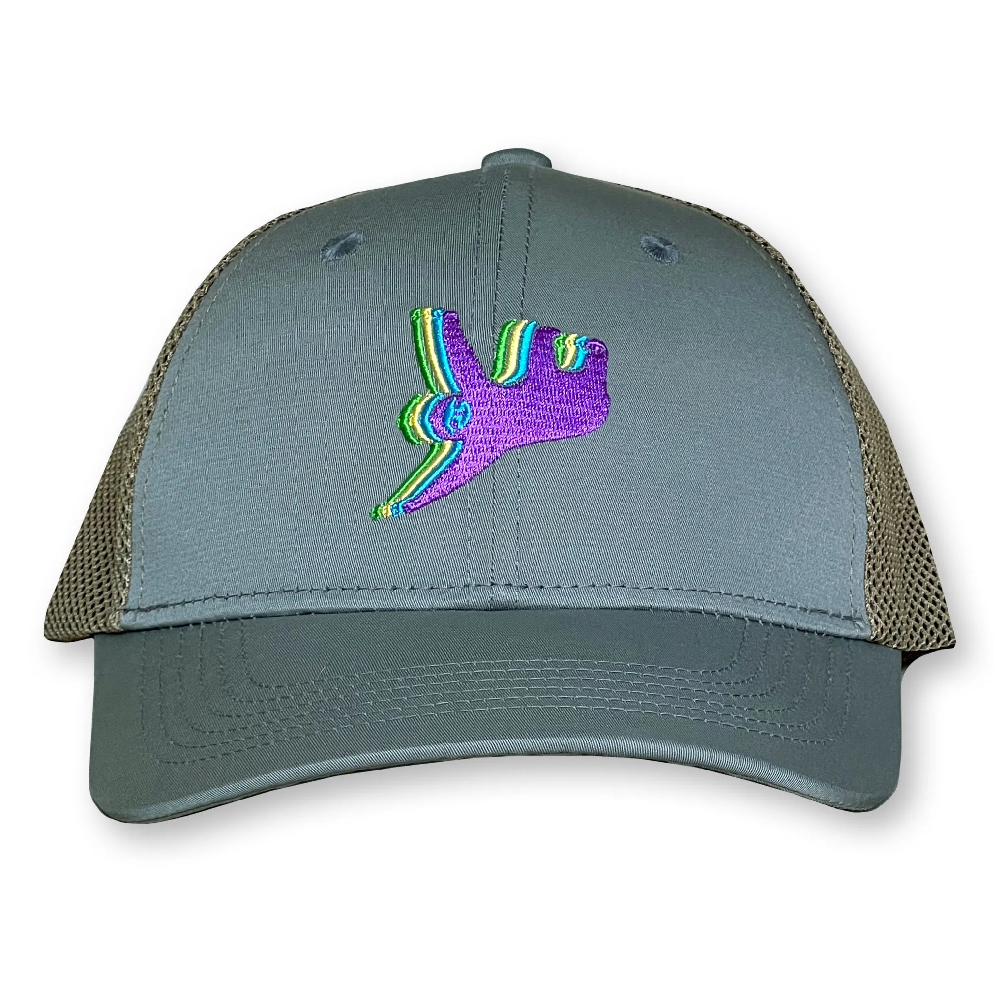 Sloth Trucker Hat / Mist Polycotton Blend with Oat Mesh and Crocus Sloth