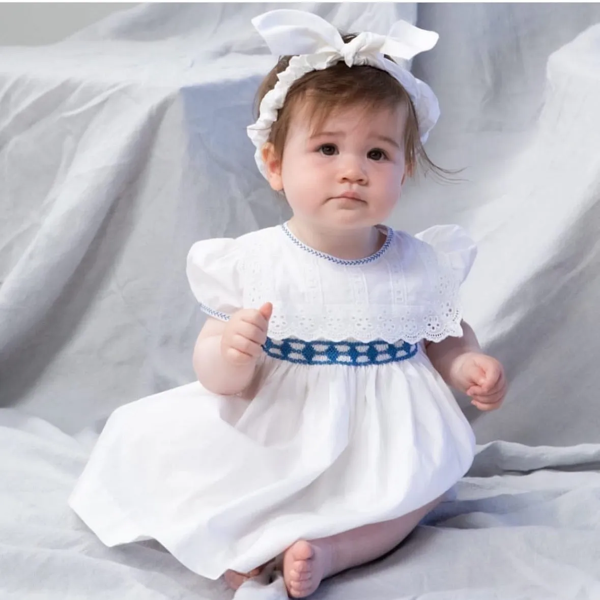 Smox Rox Mackenzie Dress - White and Azure Blue