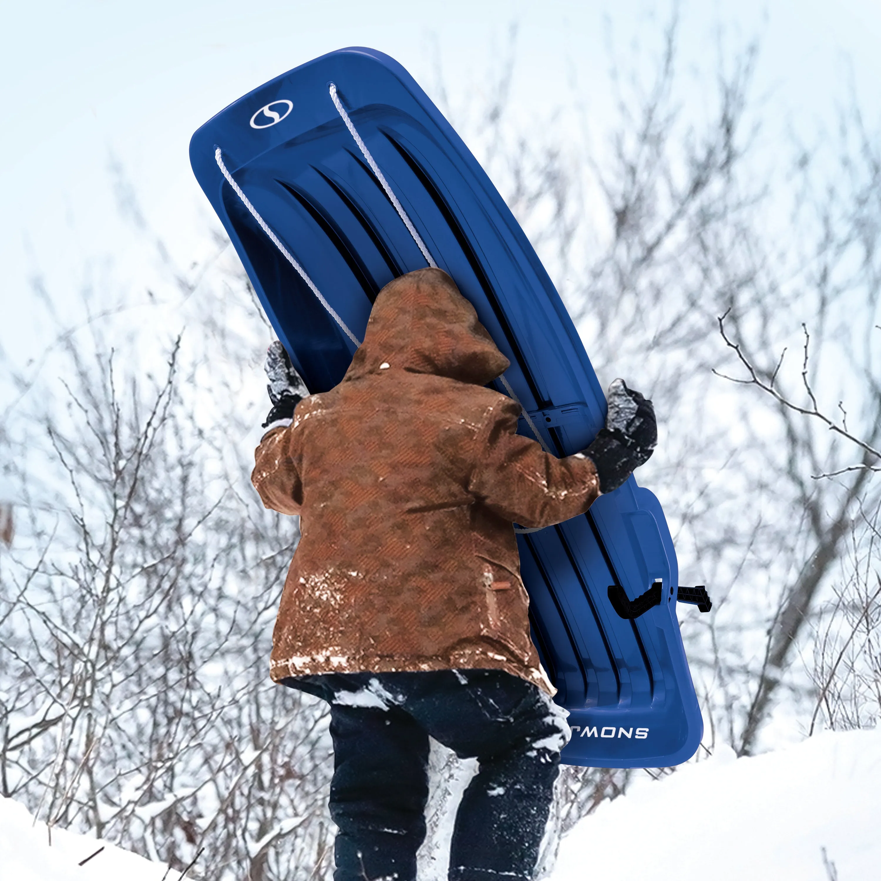 Snow Joe SJ-SLD48-SJB Snow Sled for Kids 4 & Up | Fits 2 Riders | 48-inch (Blue)