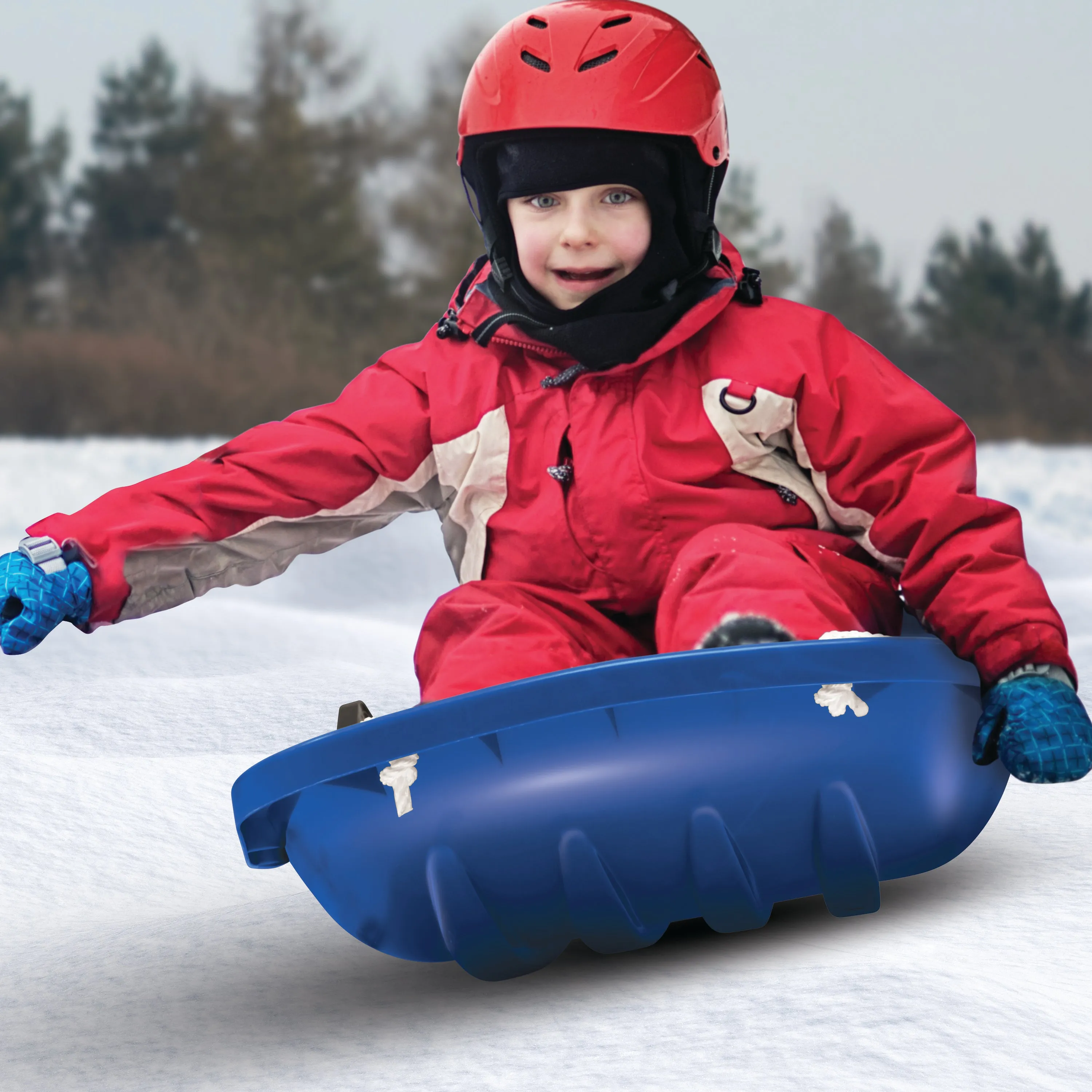 Snow Joe SJ-SLD48-SJB Snow Sled for Kids 4 & Up | Fits 2 Riders | 48-inch (Blue)
