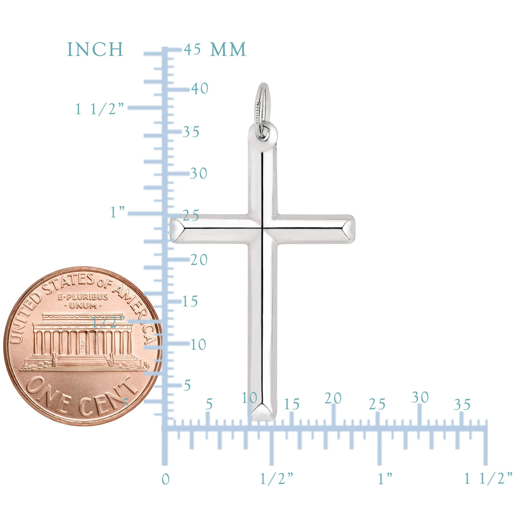 Sterling Silver Cross Pendant, 20 x 40 mm