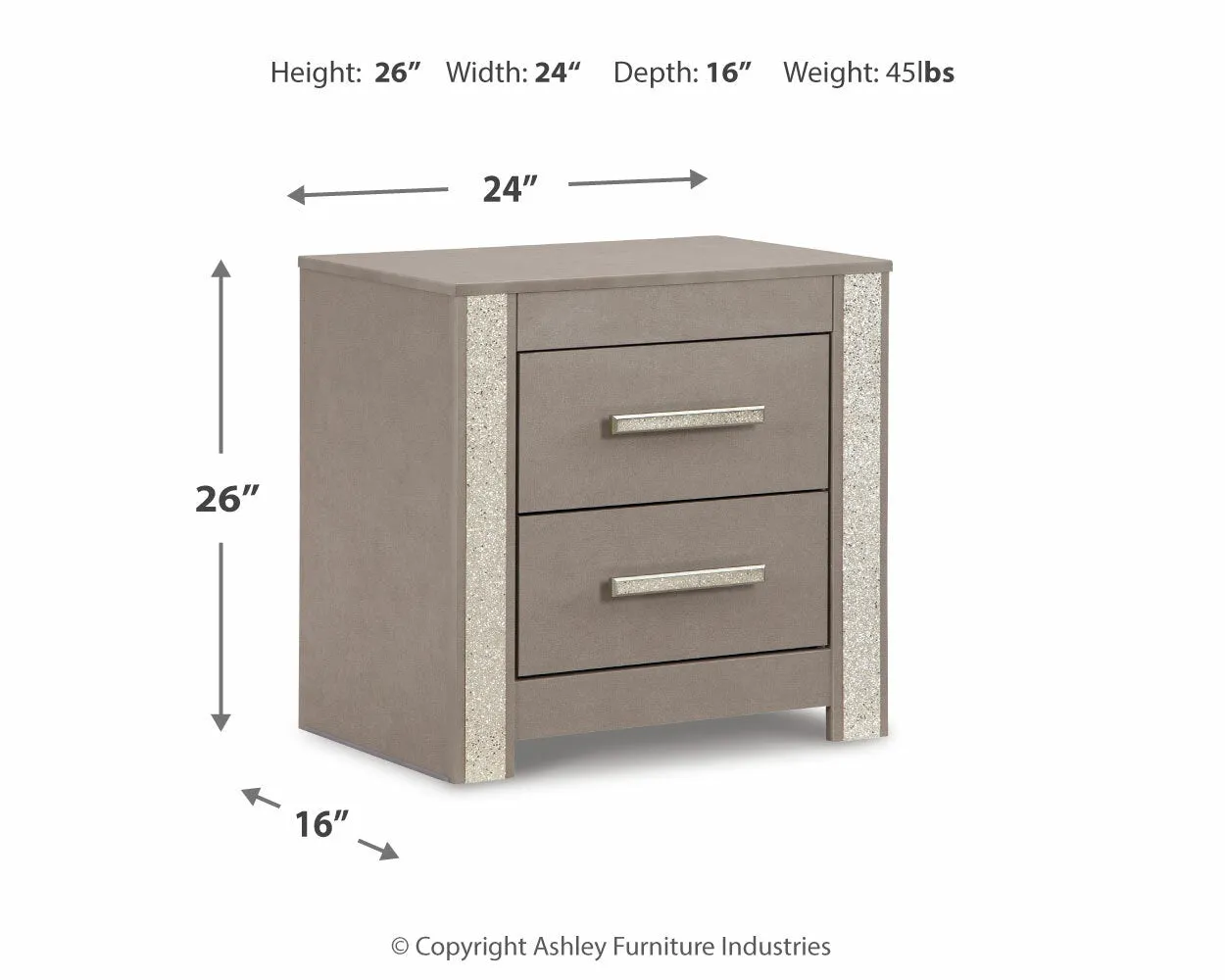 Surancha Full Panel Bed with Mirrored Dresser and 2 Nightstands in Gray