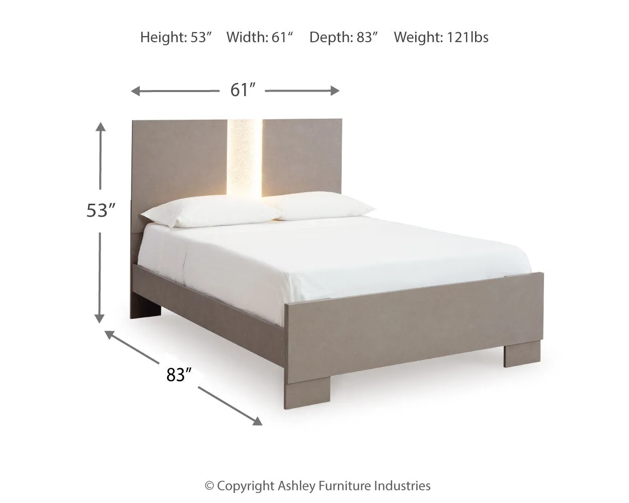 Surancha Full Panel Bed with Mirrored Dresser and 2 Nightstands in Gray