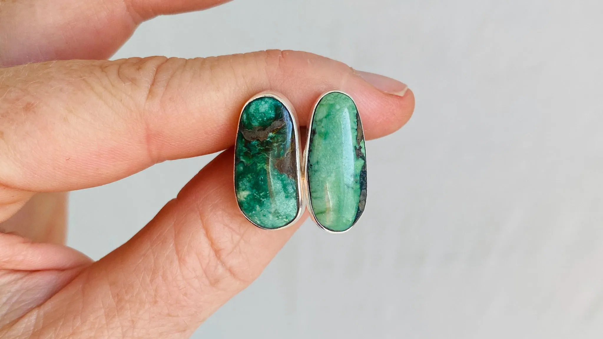 Turquoise Post Earrings. Sterling Silver. 0359