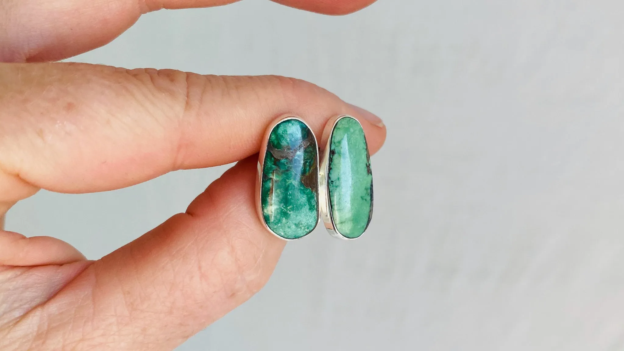 Turquoise Post Earrings. Sterling Silver. 0359