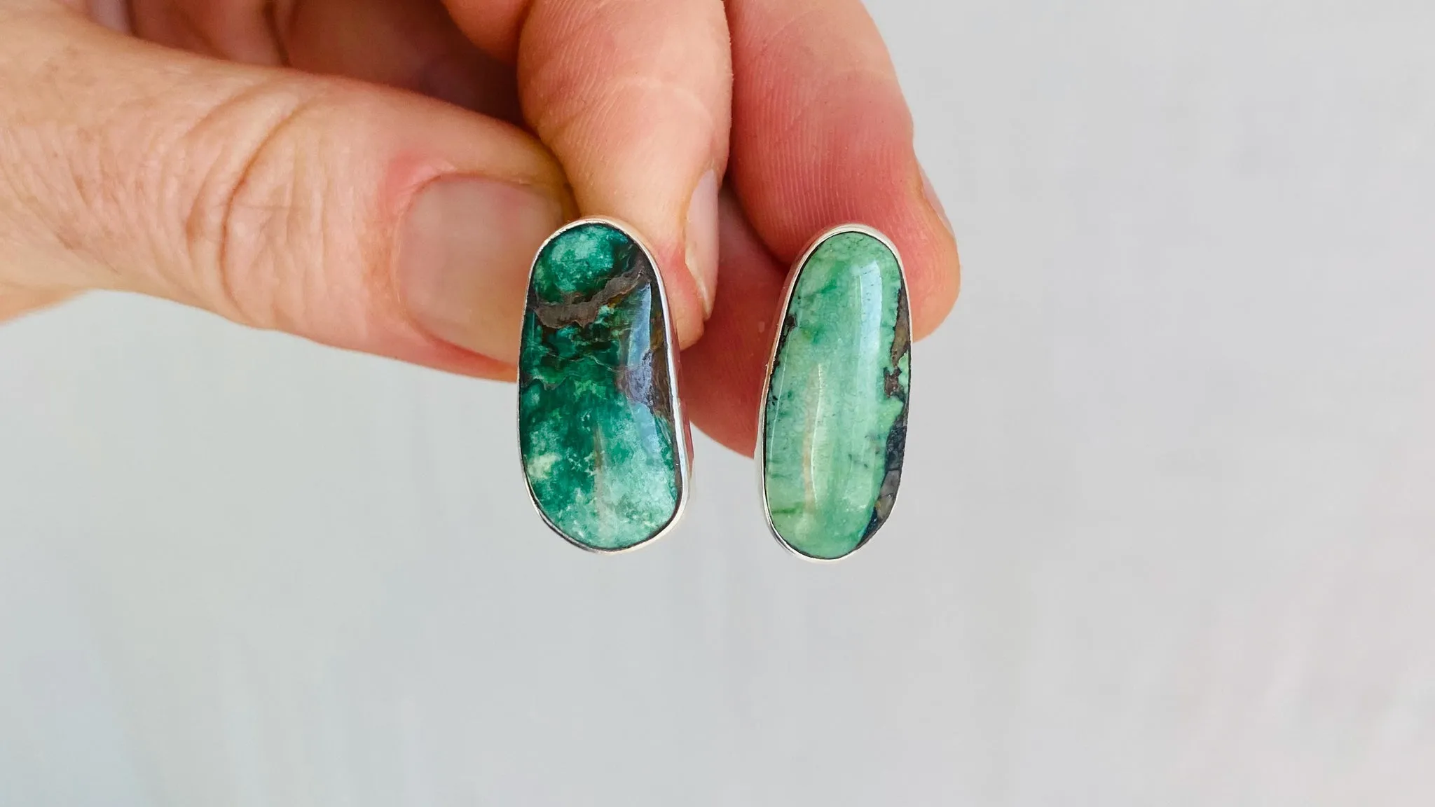 Turquoise Post Earrings. Sterling Silver. 0359