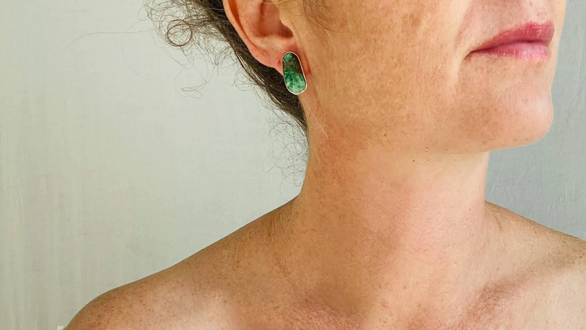 Turquoise Post Earrings. Sterling Silver. 0359