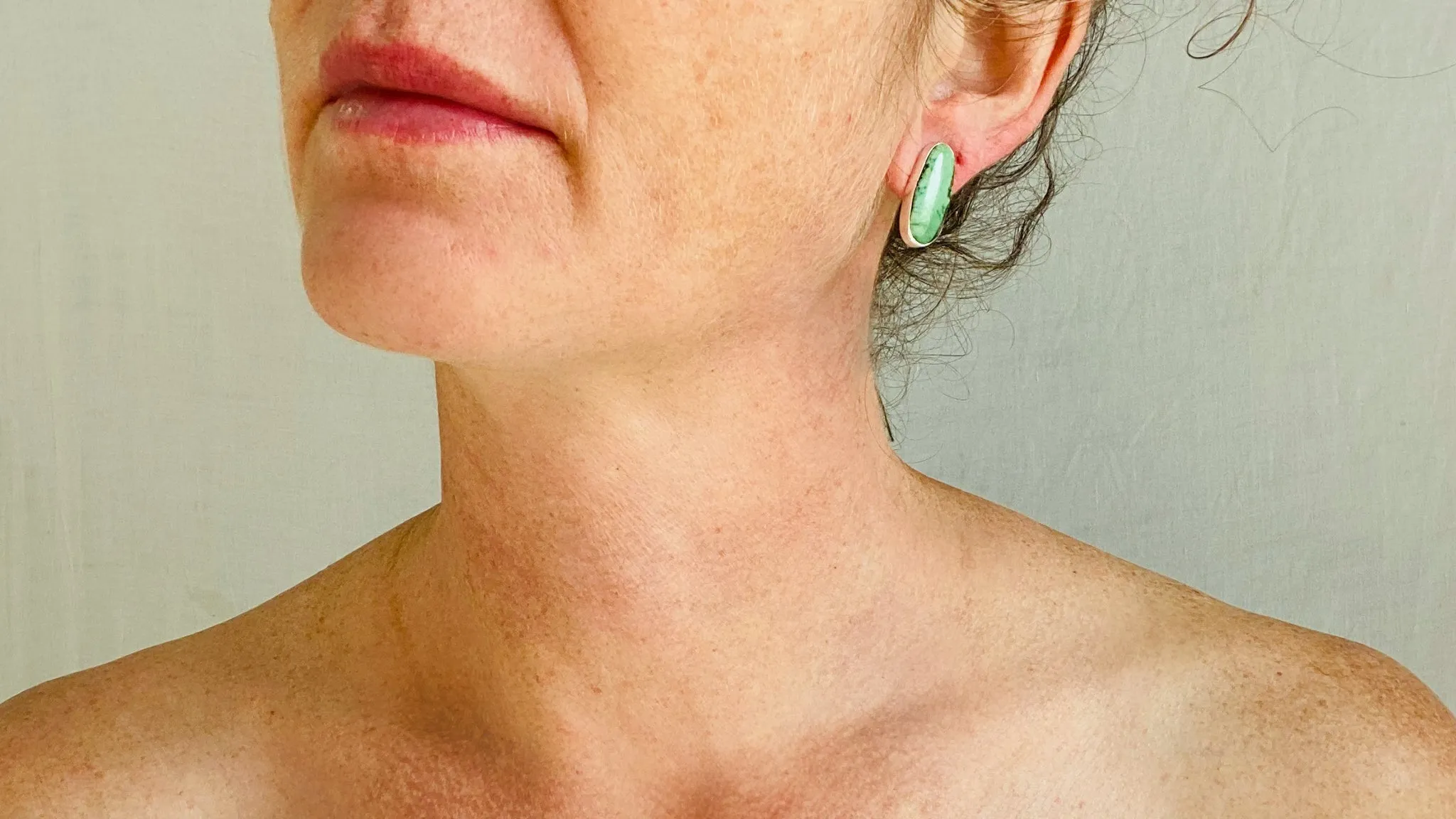 Turquoise Post Earrings. Sterling Silver. 0359