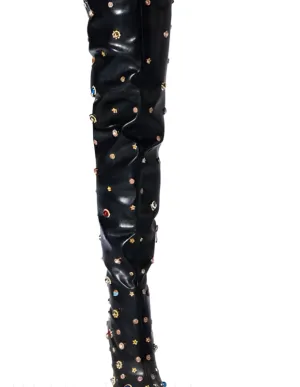Womens Rhinestone Encrusted Thigh High Boots for a Stunning Look