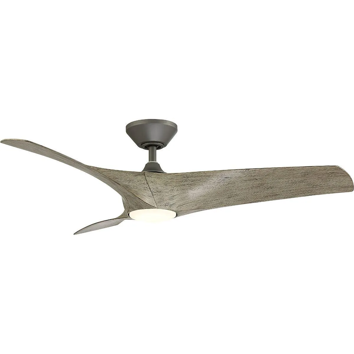 Zephyr 52 Inch Wet Rated 2700K LED Smart Ceiling Fan, Graphite with Weathered Wood Blades