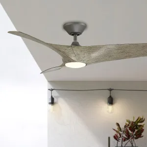 Zephyr 52 Inch Wet Rated 2700K LED Smart Ceiling Fan, Graphite with Weathered Wood Blades