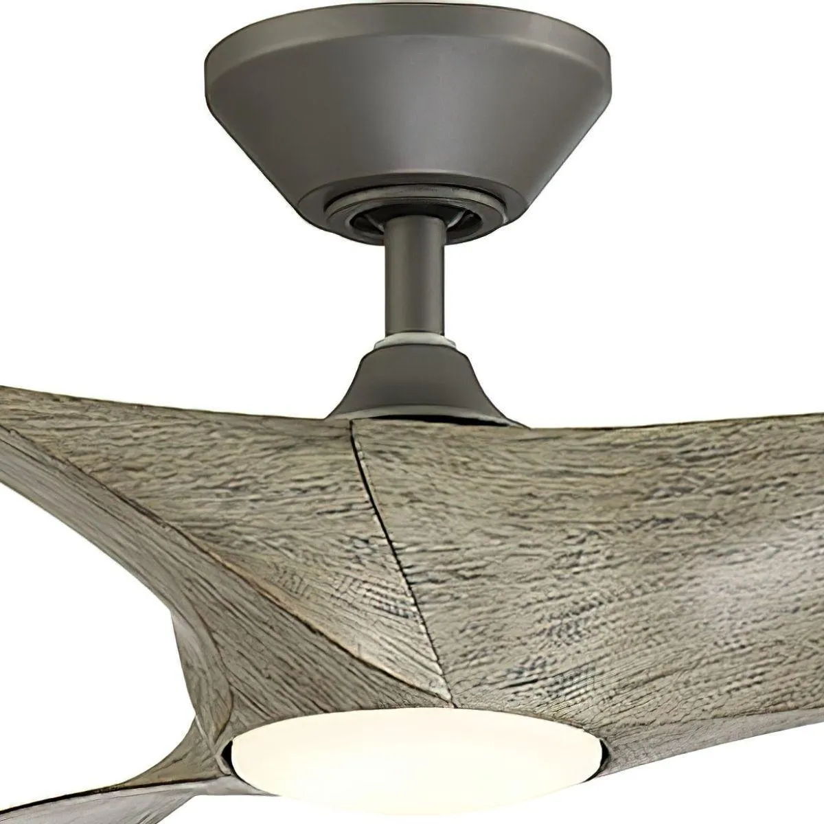 Zephyr 52 Inch Wet Rated 2700K LED Smart Ceiling Fan, Graphite with Weathered Wood Blades